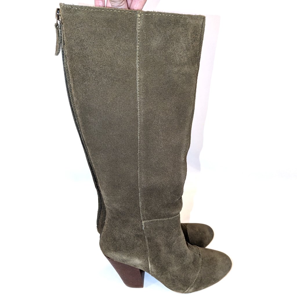 Matisse | Suede Knee High Boots Olive Green Block Heel | Size 7.5m